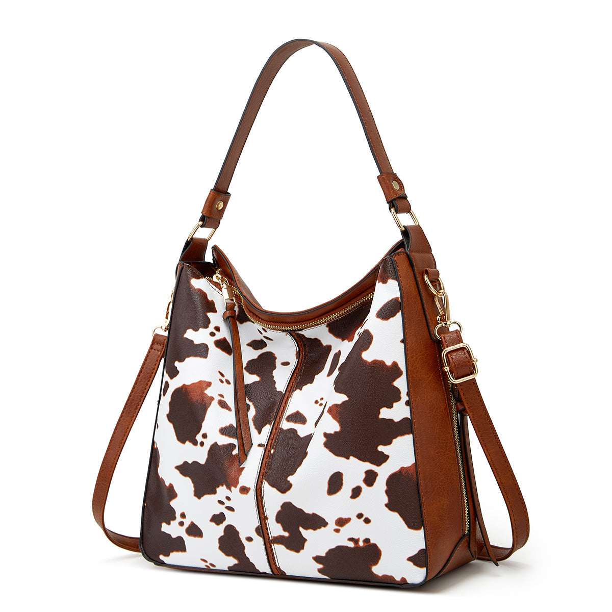 Luxury Leather 3-Piece Hobo Bag Set Print