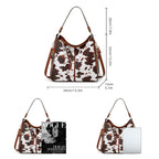 Luxury Leather 3-Piece Hobo Bag Set Print