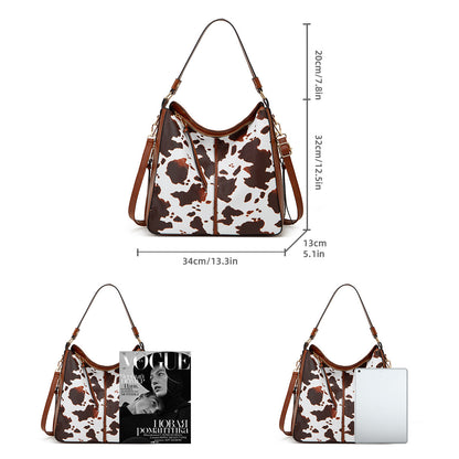 Luxury Leather 3-Piece Hobo Bag Set Print