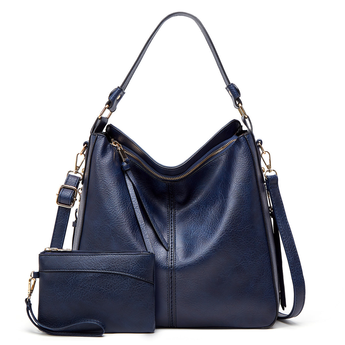 Luxury Leather Hobo Anti-Theft Handbag + FREE Pouch Wallet