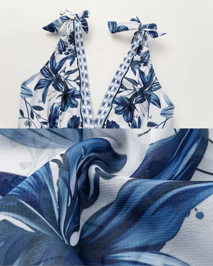 Selvara™ | V-Neck Swimsuit & Skirt Set