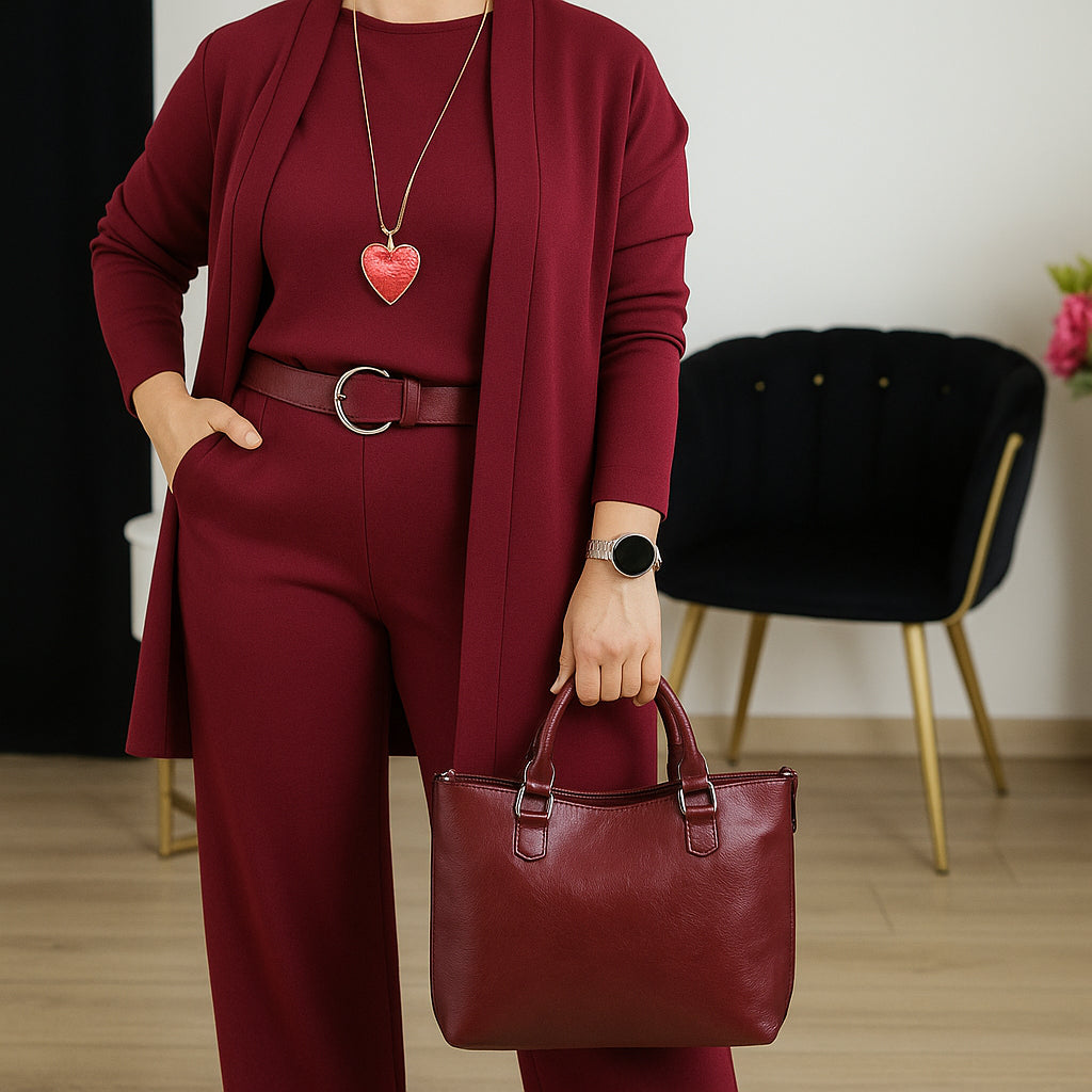 Amina- Elegant 3-piece set including a long cardigan