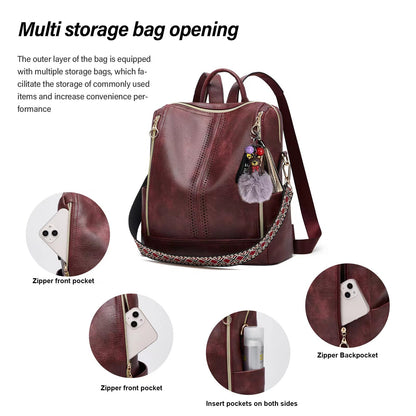 Luxury Leather 2-in-1 Convertible Backpack + Free Pouch