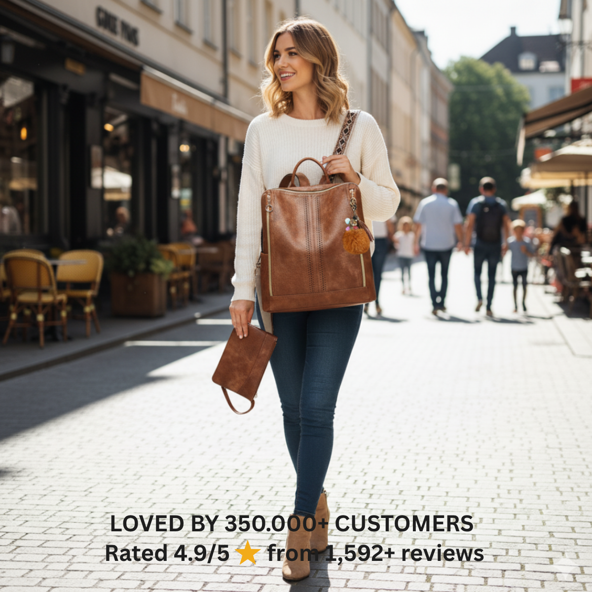 Luxury Leather 2-in-1 Convertible Backpack + Free Pouch