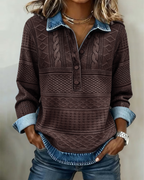 Lunad | Trendy Sweatshirt with Half Button and Collar