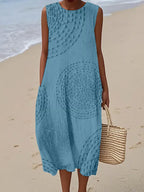 Eliza | Soft Embroidered Sleeveless Midi Dress