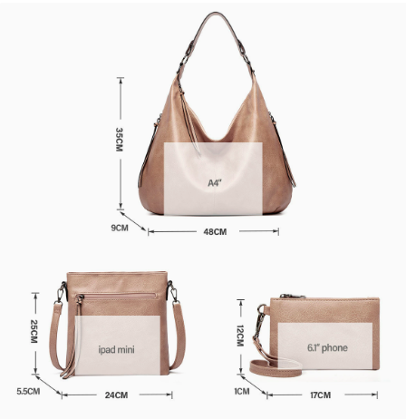 The Slouchy Soft Hobo Handbag 3-Piece Set