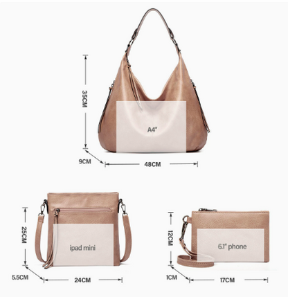 The Slouchy Soft Hobo Handbag 3-Piece Set