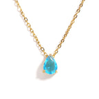 Hot Sale Shiny Crystal Necklace Stainless Steel Teardrop Zirconia Pendant Women's Birthstone Collarbone Chain Wholesale