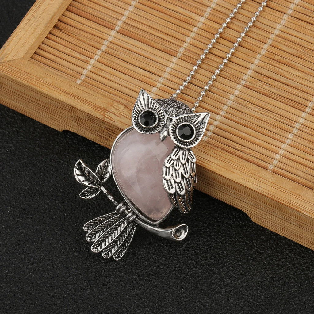 1pcs Owl Shape Charms Pendant Natural Quartz Crystal Stone Necklace Beads for Jewelry Making Diy Necklace Crafts Accessories