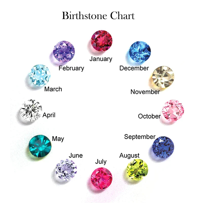 12 Months Birthstone Angle Wing Charm Necklace Gold Plated Stainless Steel Necklace For Women Girls Birthday Gifts