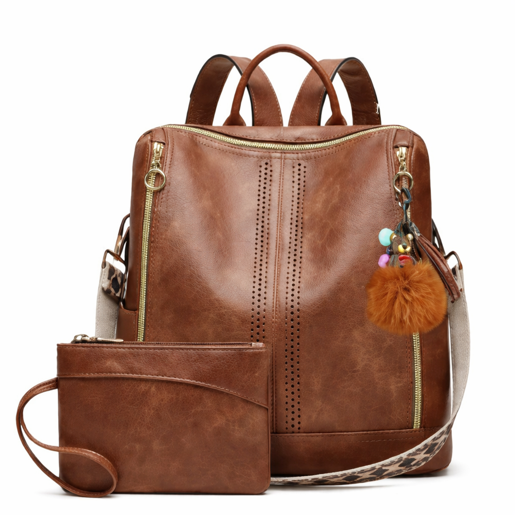 Luxury Leather 2-in-1 Convertible Backpack + Free Pouch