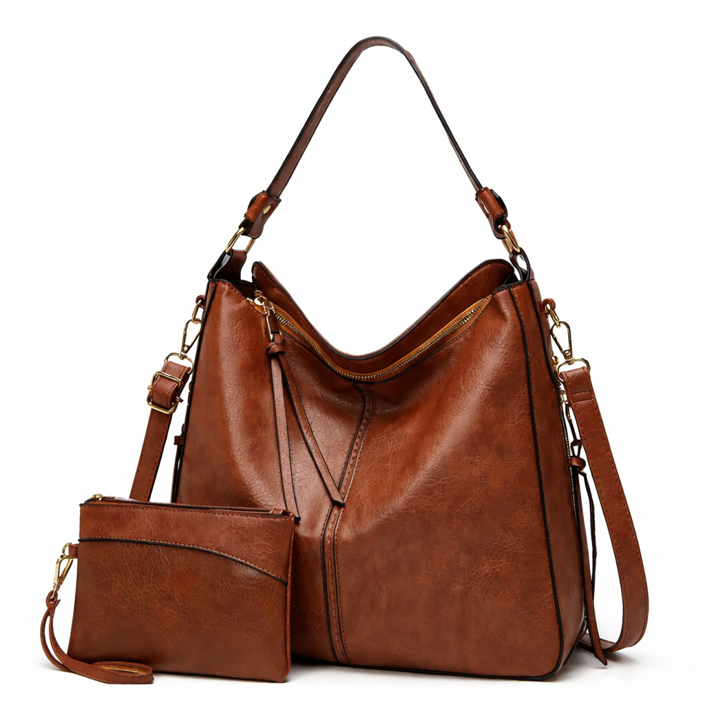 Luxury Leather Hobo Anti-Theft Handbag + FREE Pouch Wallet