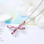 Cute Pink Dragonfly Pendant Necklace for Women Real Crystal from Austria 2025 Trend Necklaces Luxury Jewelry Gift Free Shipping