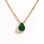 Hot Sale Shiny Crystal Necklace Stainless Steel Teardrop Zirconia Pendant Women's Birthstone Collarbone Chain Wholesale