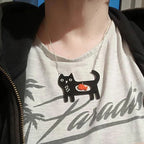 Cute Acrylic Black Cat And Fish Pendant Necklace Kawaii Pet Dog Necklaces For Women Girls Jewelry Gifts