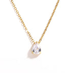 Hot Sale Shiny Crystal Necklace Stainless Steel Teardrop Zirconia Pendant Women's Birthstone Collarbone Chain Wholesale