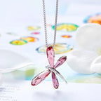Cute Pink Dragonfly Pendant Necklace for Women Real Crystal from Austria 2025 Trend Necklaces Luxury Jewelry Gift Free Shipping