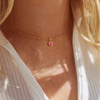 Stainless Steel Danity Birthstone Necklace Beaded Chain Choker Zirconia Jewelry Constellation Birthday Gift