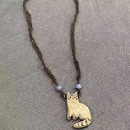 New Creative Cute Retro Cat Pendant Necklace For Women Retro Ethnic Style Kitten Star Beads Rope Chain Choker Party Jewelry Gift