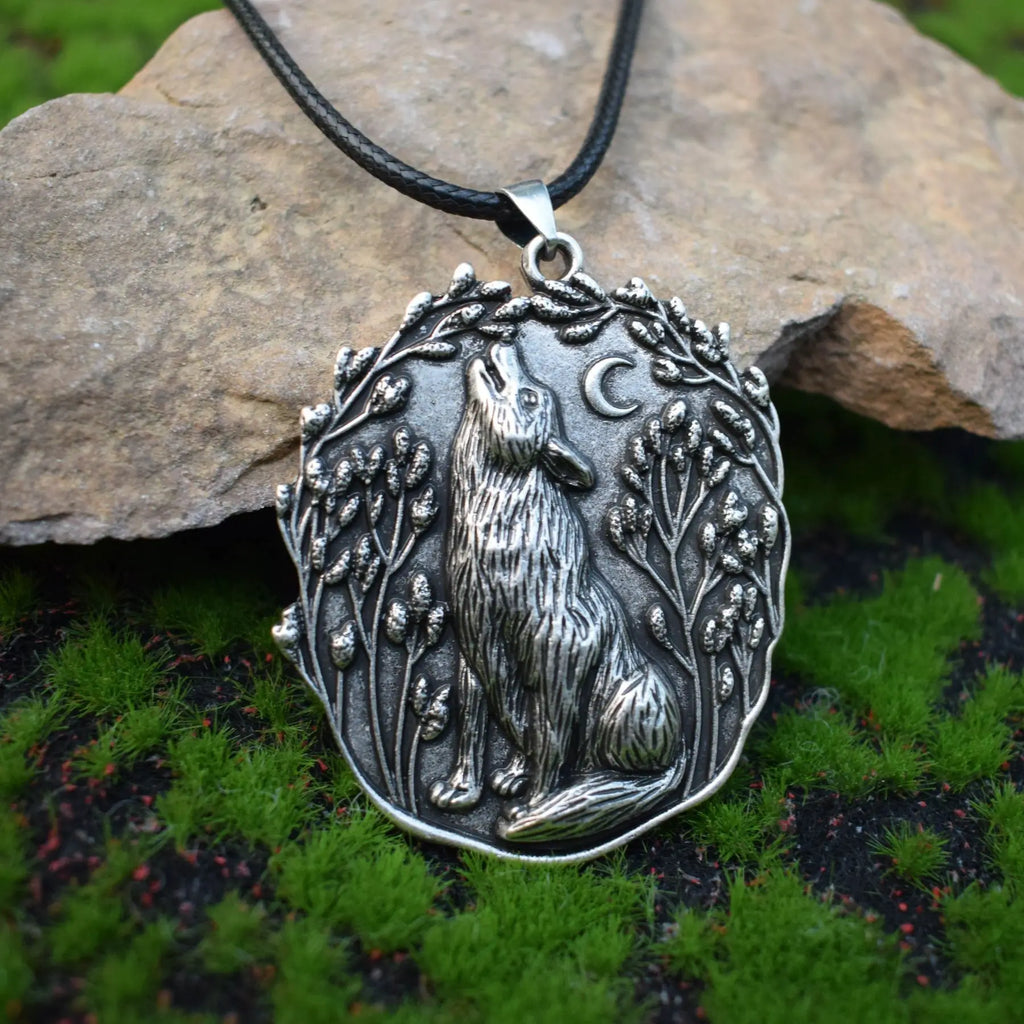 Moon Wolf  Pendant Necklace Animal Personality Jewelry Gift for Men women