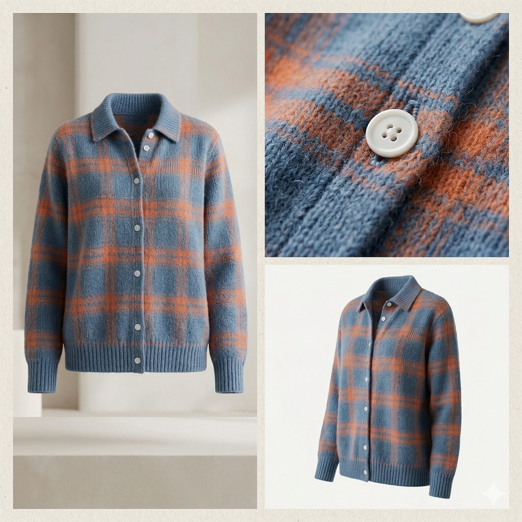 Mira™ – Soft Hoodie Blouse with Check Pattern