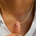 Hot Sale Shiny Crystal Necklace Stainless Steel Teardrop Zirconia Pendant Women's Birthstone Collarbone Chain Wholesale