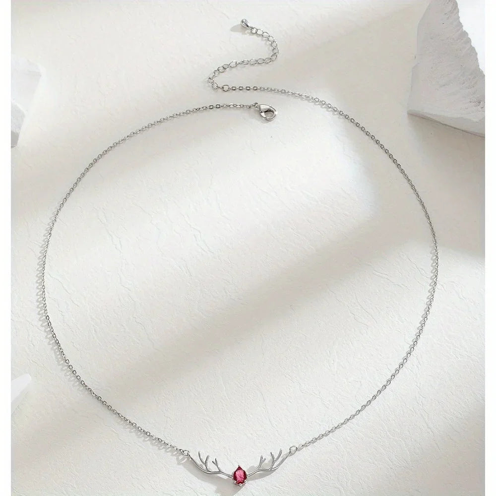 Stylish Little Fragrant Deer Antlers and A Deer with You Necklace, Small and Fresh Valentine’s Day Gift for Your Girlfriend