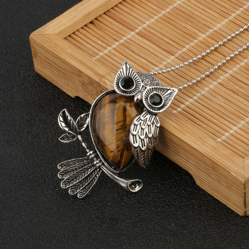 1pcs Owl Shape Charms Pendant Natural Quartz Crystal Stone Necklace Beads for Jewelry Making Diy Necklace Crafts Accessories