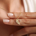 12 Months Birthstone Angle Wing Charm Necklace Gold Plated Stainless Steel Necklace For Women Girls Birthday Gifts