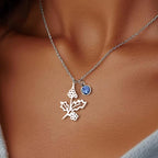12 Months Birthstone Birth Flower Necklace For Women Stainless Steel Jewelry Birthday Gifts