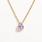 Hot Sale Shiny Crystal Necklace Stainless Steel Teardrop Zirconia Pendant Women's Birthstone Collarbone Chain Wholesale