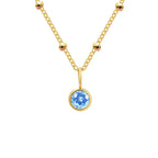 Stainless Steel Danity Birthstone Necklace Beaded Chain Choker Zirconia Jewelry Constellation Birthday Gift