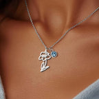 12 Months Birthstone Birth Flower Necklace For Women Stainless Steel Jewelry Birthday Gifts