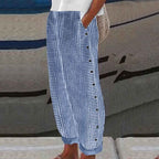 Vienna – Striped Button-Accent Pants