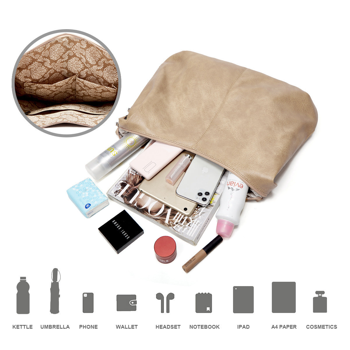 The Slouchy Soft Hobo Handbag 3-Piece Set