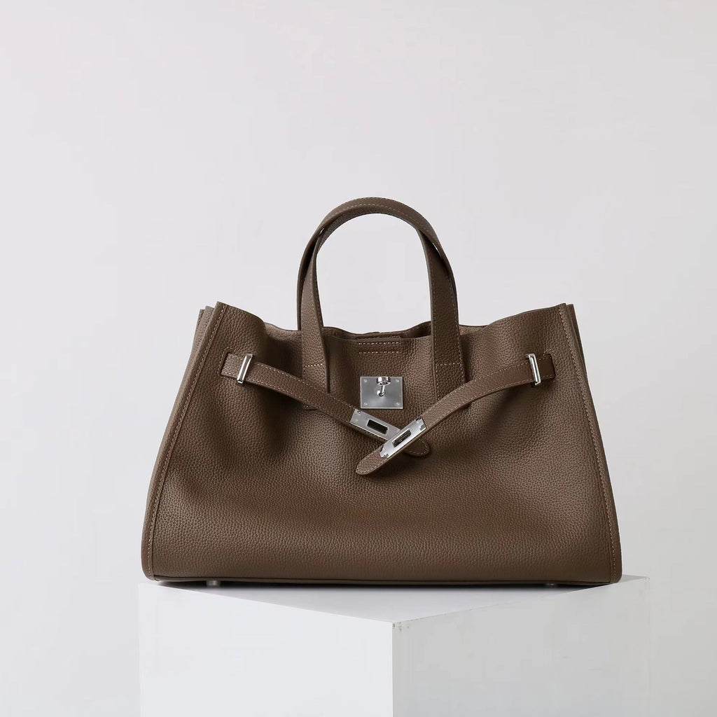 BEVERLEY - Large Capacity Genuine Cowhide Leather Tote Bag for Work & Travel