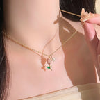 Trendy Fashion Pink Tulip Necklace Earrings Women's Set Temperament Party Sweet Simple Jewelry Set Accessories Gifts