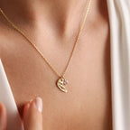 12 Months Birthstone Angle Wing Charm Necklace Gold Plated Stainless Steel Necklace For Women Girls Birthday Gifts