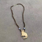 New Creative Cute Retro Cat Pendant Necklace For Women Retro Ethnic Style Kitten Star Beads Rope Chain Choker Party Jewelry Gift