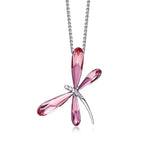 Cute Pink Dragonfly Pendant Necklace for Women Real Crystal from Austria 2025 Trend Necklaces Luxury Jewelry Gift Free Shipping