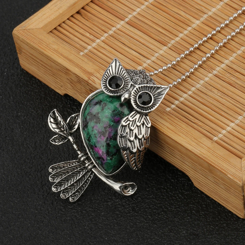 1pcs Owl Shape Charms Pendant Natural Quartz Crystal Stone Necklace Beads for Jewelry Making Diy Necklace Crafts Accessories