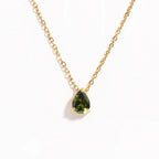 Hot Sale Shiny Crystal Necklace Stainless Steel Teardrop Zirconia Pendant Women's Birthstone Collarbone Chain Wholesale