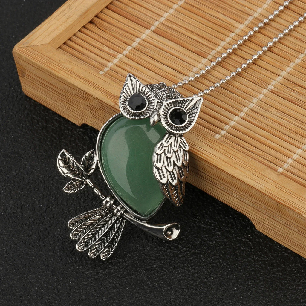 1pcs Owl Shape Charms Pendant Natural Quartz Crystal Stone Necklace Beads for Jewelry Making Diy Necklace Crafts Accessories