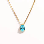 Hot Sale Shiny Crystal Necklace Stainless Steel Teardrop Zirconia Pendant Women's Birthstone Collarbone Chain Wholesale