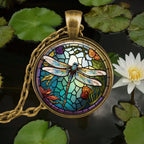 Round Bird Cat Dragonfly Fox Cabochon Glass Pendant Necklace For Women Girls Forest Animal Jewelry