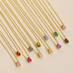 Hot Sale Shiny Crystal Necklace Stainless Steel Teardrop Zirconia Pendant Women's Birthstone Collarbone Chain Wholesale