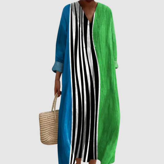 Kehlani | Colorblock Vertical Stripe Maxi Dress