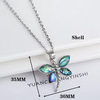 New Creative Natural Shell Design Insect Butterfly Dragonfly Pendant Necklace Personalized For Woman Party Vintage Jewelry Gift