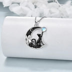 Creative Black Cat Crystal Moon Pendant Necklace For Women Cute Kitten Moonstone Choker Couple Y2K Jewelry Birthday Party Gift